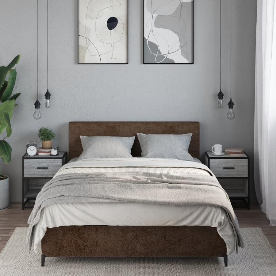 Nachtkastjes 2 st 40x31x50 cm bewerkt hout grijs sonoma eiken