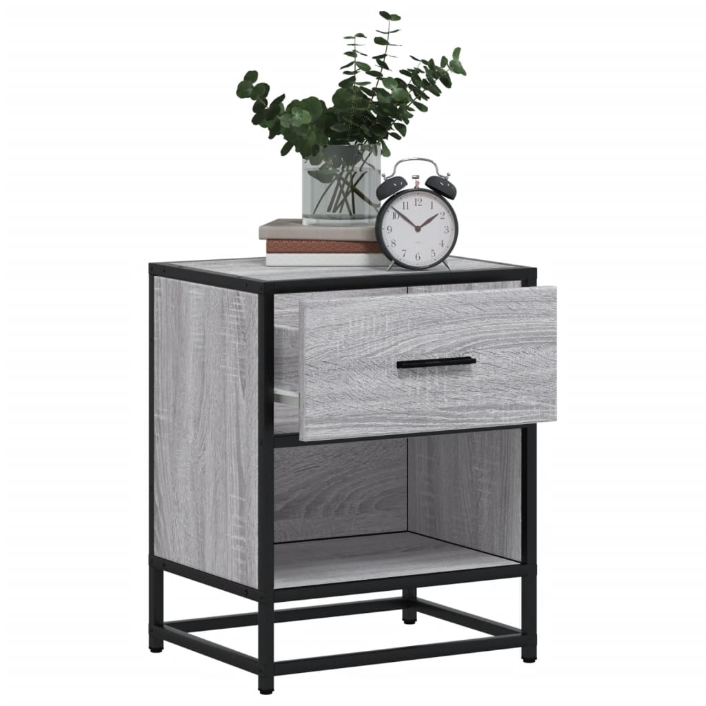Nachtkastjes 2 st 40x31x50 cm bewerkt hout grijs sonoma eiken