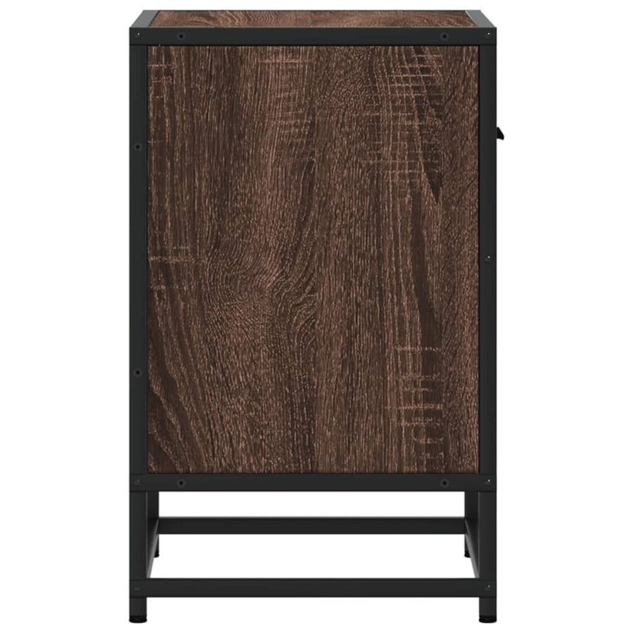 Nachtkastje 40x31x50 cm bewerkt hout bruin eikenkleurig