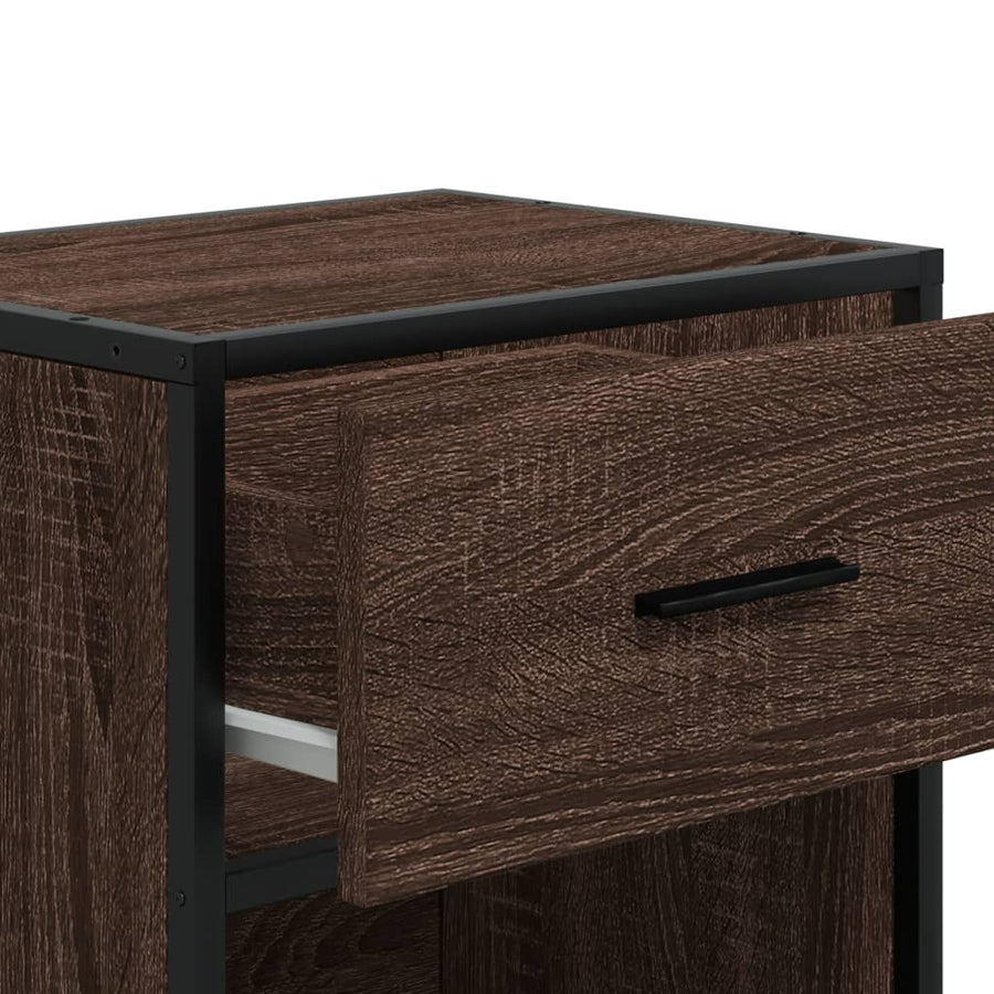 Nachtkastje 40x31x50 cm bewerkt hout bruin eikenkleurig