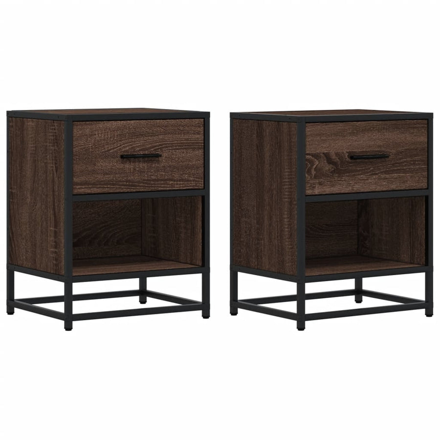 Nachtkastjes 2 st 40x31x50 cm bewerkt hout bruin eikenkleurig