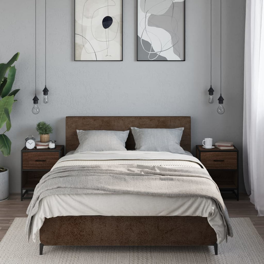 Nachtkastjes 2 st 40x31x50 cm bewerkt hout bruin eikenkleurig