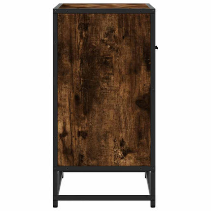 Nachtkastje 60x31x60 cm bewerkt hout en metaal gerookt eiken