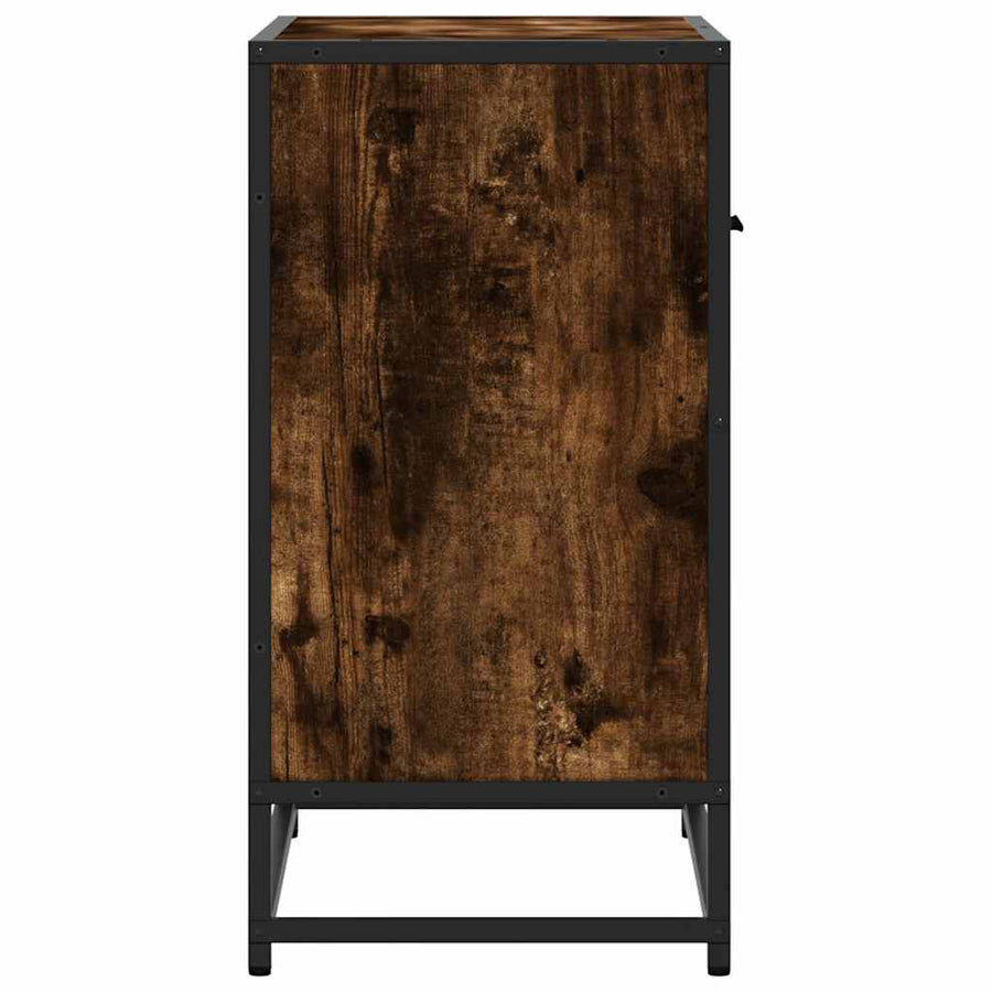Nachtkastje 60x31x60 cm bewerkt hout en metaal gerookt eiken