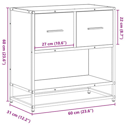 Nachtkastje 60x31x60 cm bewerkt hout en metaal grijs sonoma