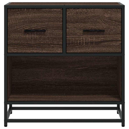 Nachtkastje 60x31x60 cm bewerkt hout en metaal bruin eikenkleur