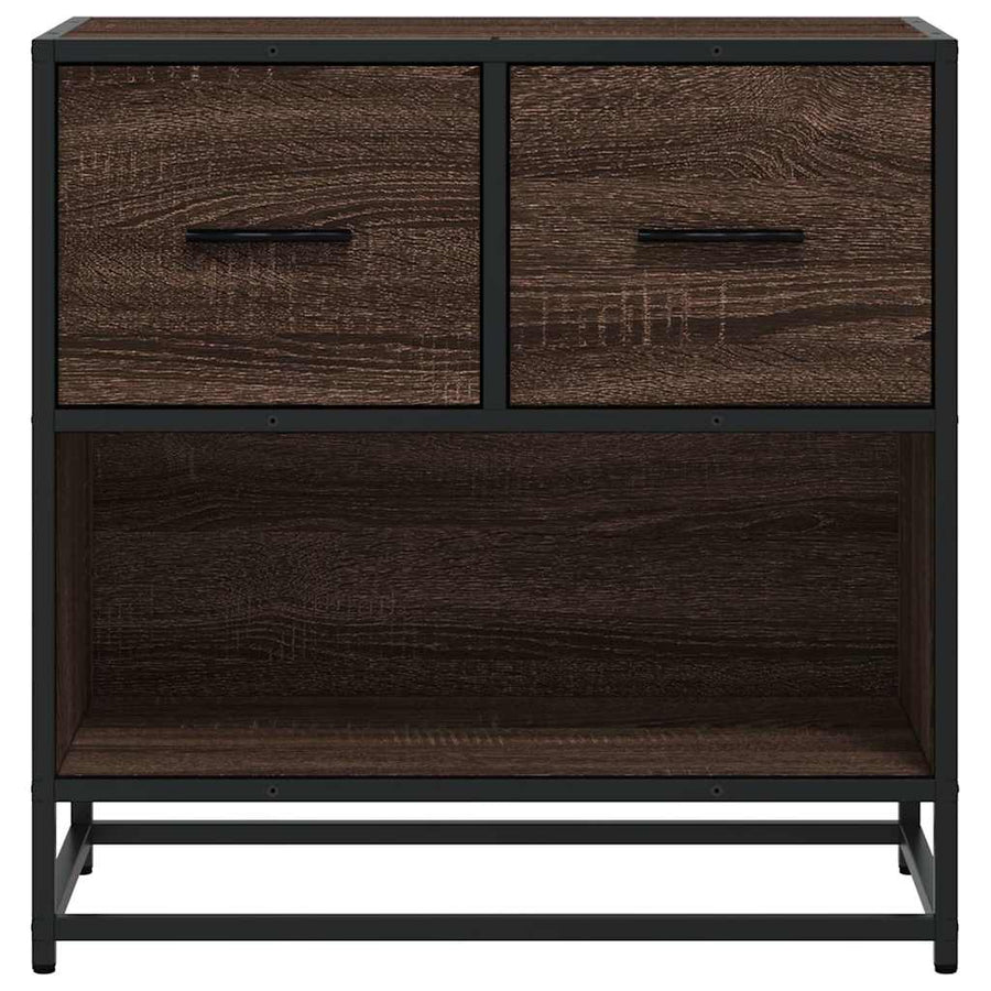 Nachtkastje 60x31x60 cm bewerkt hout en metaal bruin eikenkleur