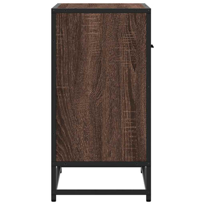Nachtkastje 60x31x60 cm bewerkt hout en metaal bruin eikenkleur