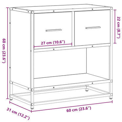 Nachtkastje 60x31x60 cm bewerkt hout en metaal bruin eikenkleur