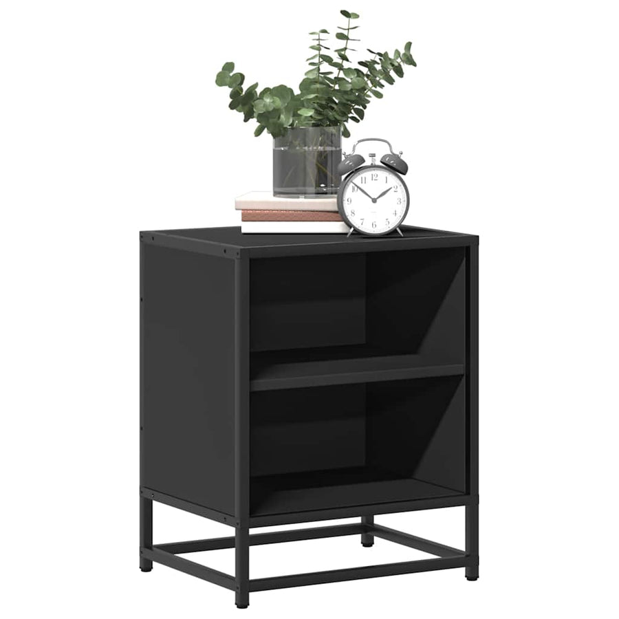 Nachtkastje 40x31x50 cm bewerkt hout en metaal zwart