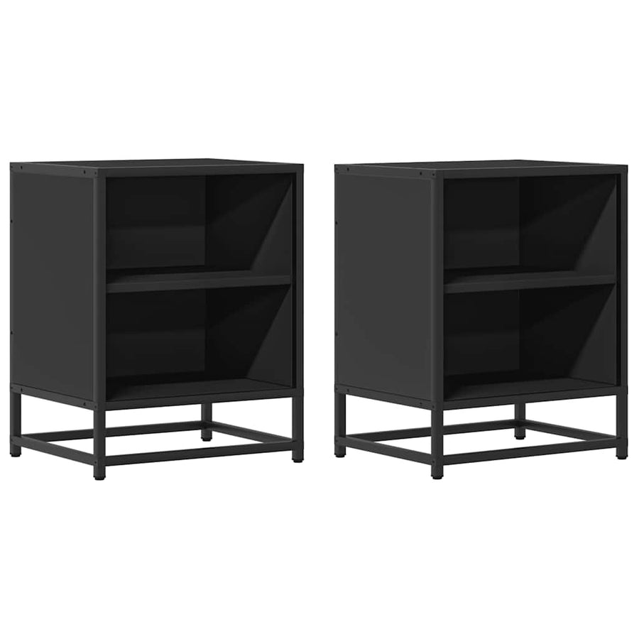 Nachtkastjes 2 st 40x31x50 cm bewerkt hout en metaal zwart