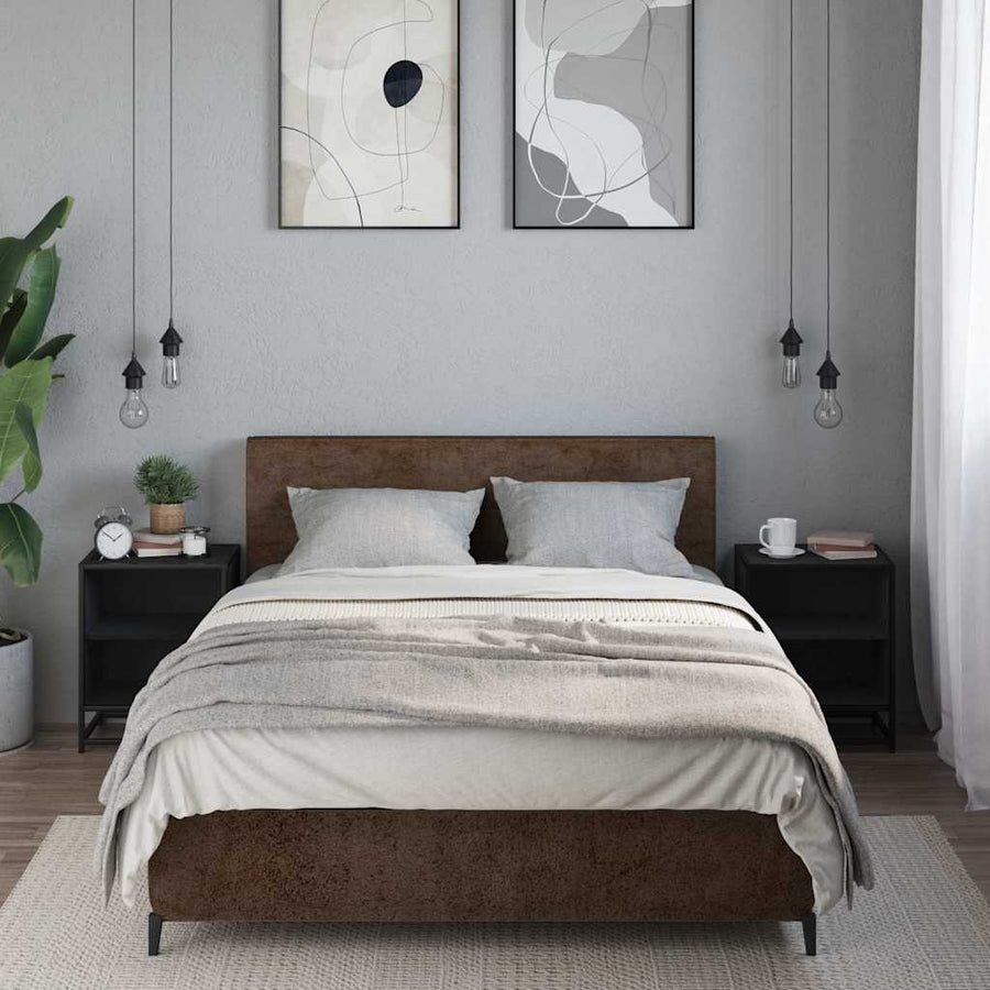 Nachtkastjes 2 st 40x31x50 cm bewerkt hout en metaal zwart
