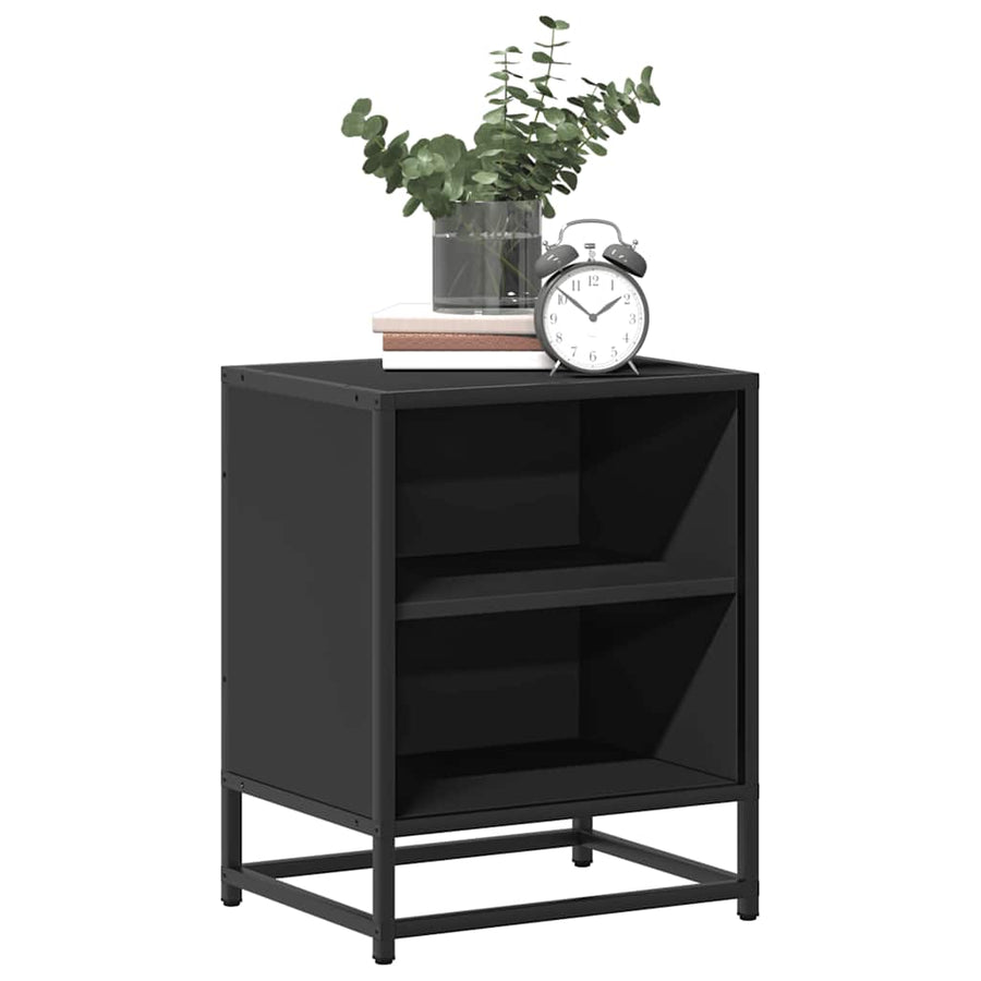 Nachtkastjes 2 st 40x31x50 cm bewerkt hout en metaal zwart