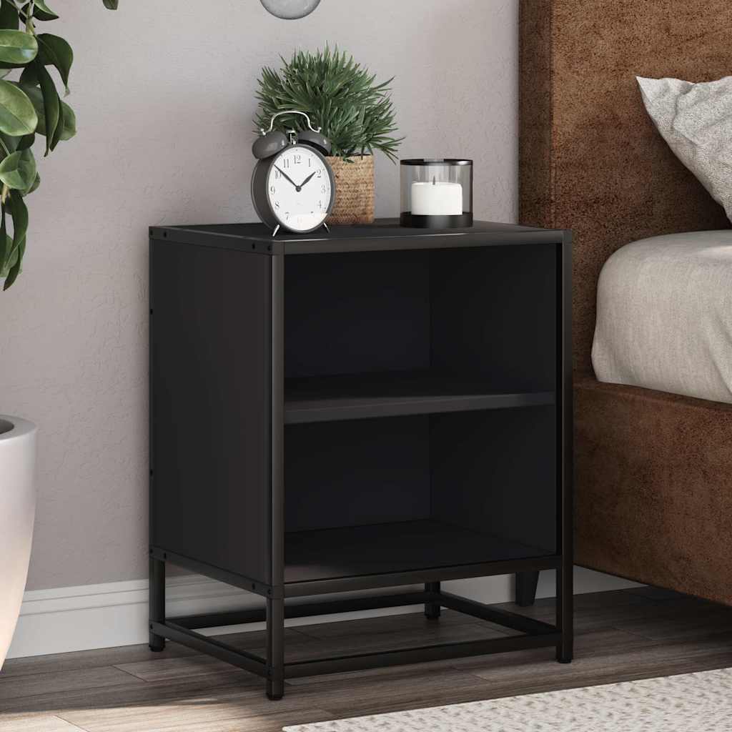 Nachtkastjes 2 st 40x31x50 cm bewerkt hout en metaal zwart