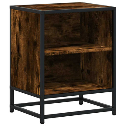 Nachtkastje 40x31x50 cm bewerkt hout en metaal gerookt eiken