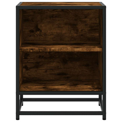 Nachtkastje 40x31x50 cm bewerkt hout en metaal gerookt eiken