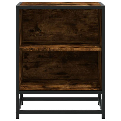 Nachtkastjes 2 st 40x31x50 cm bewerkt hout&metaal gerookt eiken
