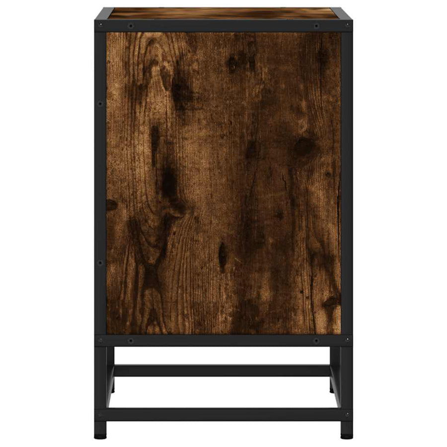 Nachtkastjes 2 st 40x31x50 cm bewerkt hout&metaal gerookt eiken