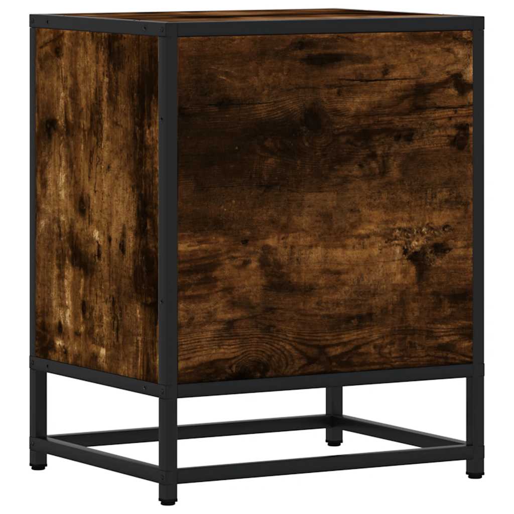 Nachtkastjes 2 st 40x31x50 cm bewerkt hout&metaal gerookt eiken