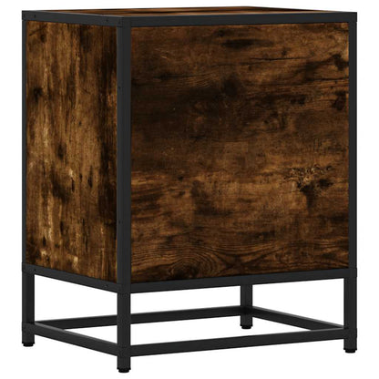 Nachtkastjes 2 st 40x31x50 cm bewerkt hout&metaal gerookt eiken