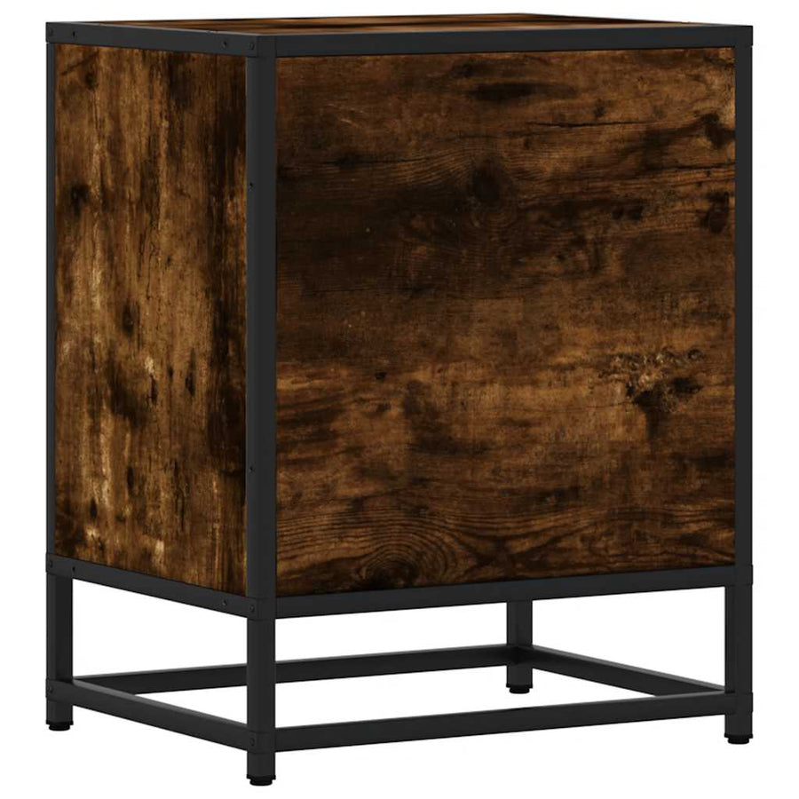 Nachtkastjes 2 st 40x31x50 cm bewerkt hout&metaal gerookt eiken