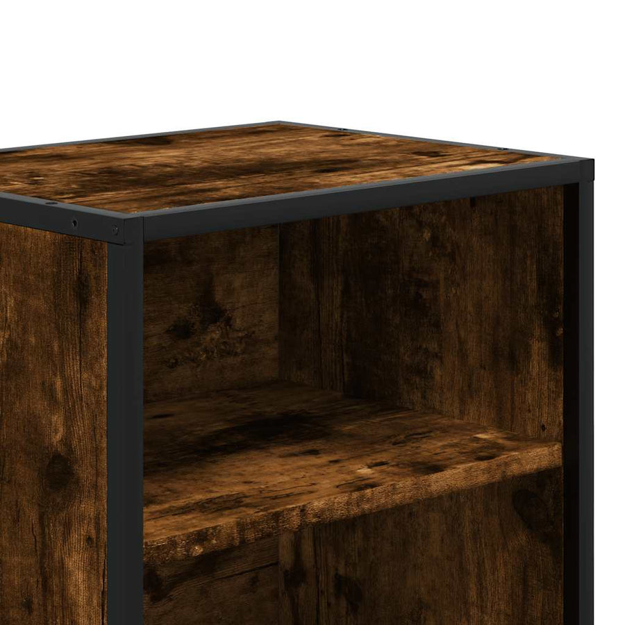 Nachtkastjes 2 st 40x31x50 cm bewerkt hout&metaal gerookt eiken