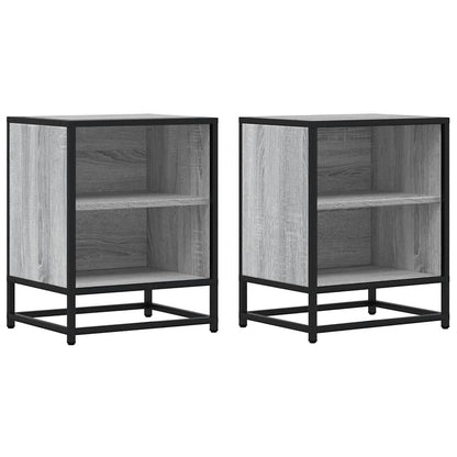 Nachtkastjes 2 st 40x31x50 cm bewerkt hout&metaal grijs sonoma