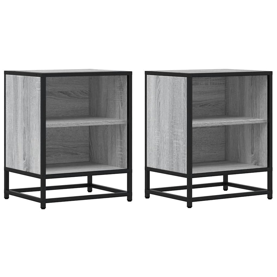 Nachtkastjes 2 st 40x31x50 cm bewerkt hout&metaal grijs sonoma