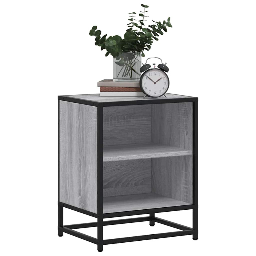Nachtkastjes 2 st 40x31x50 cm bewerkt hout&metaal grijs sonoma