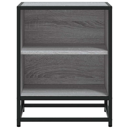Nachtkastjes 2 st 40x31x50 cm bewerkt hout&metaal grijs sonoma