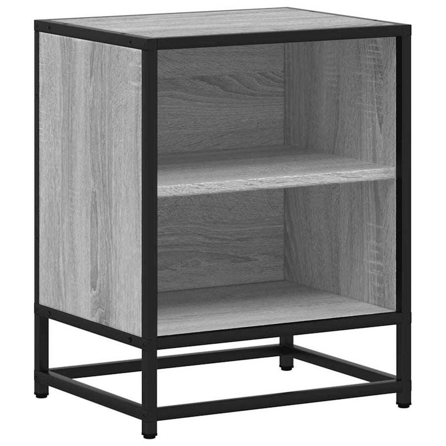 Nachtkastjes 2 st 40x31x50 cm bewerkt hout&metaal grijs sonoma