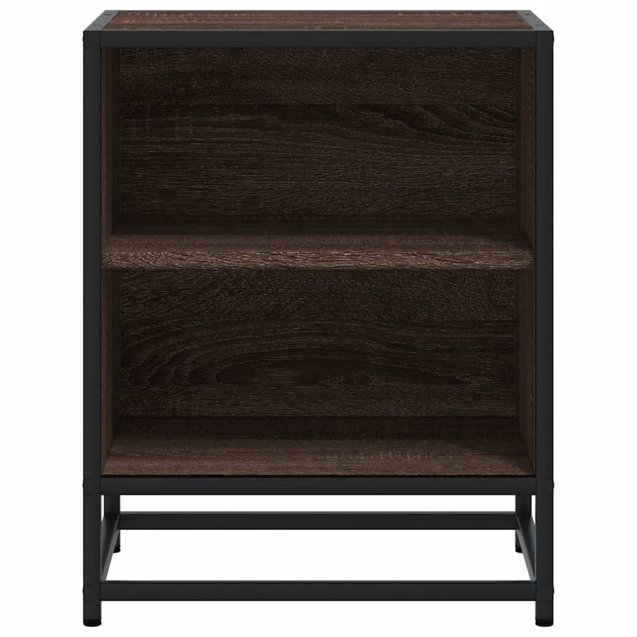 Nachtkastje 40x31x50 cm bewerkt hout en metaal bruin eikenkleur