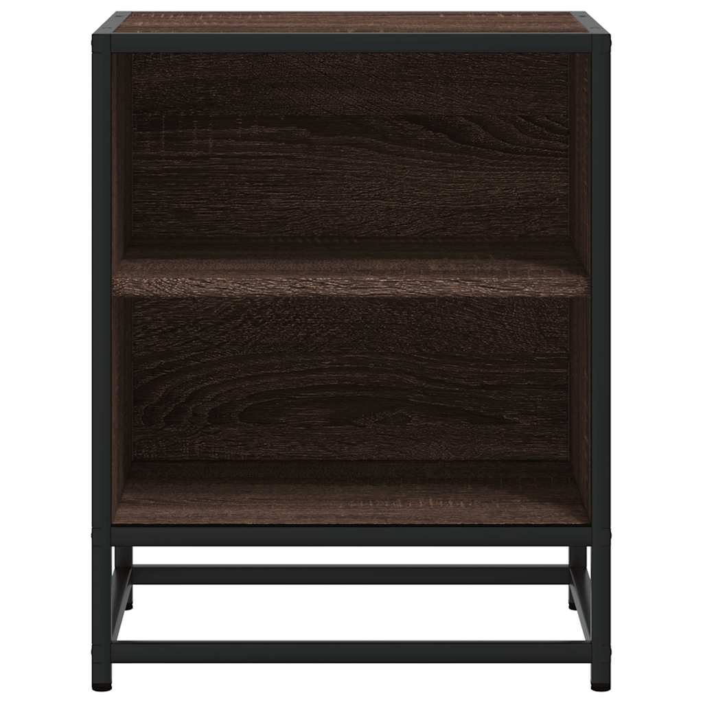 Nachtkastjes 2 st 40x31x50cm bewerkt hout en metaal bruin eiken
