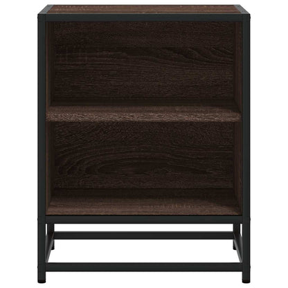 Nachtkastjes 2 st 40x31x50cm bewerkt hout en metaal bruin eiken