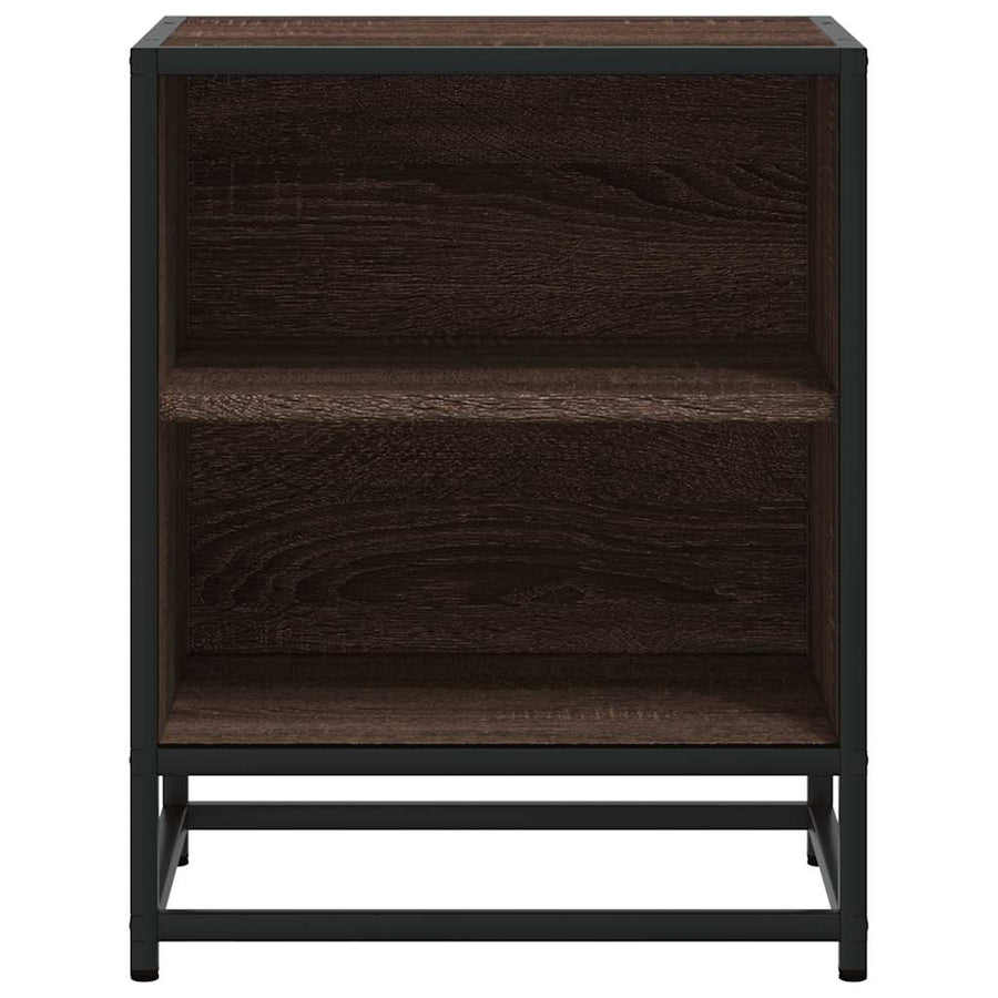 Nachtkastjes 2 st 40x31x50cm bewerkt hout en metaal bruin eiken