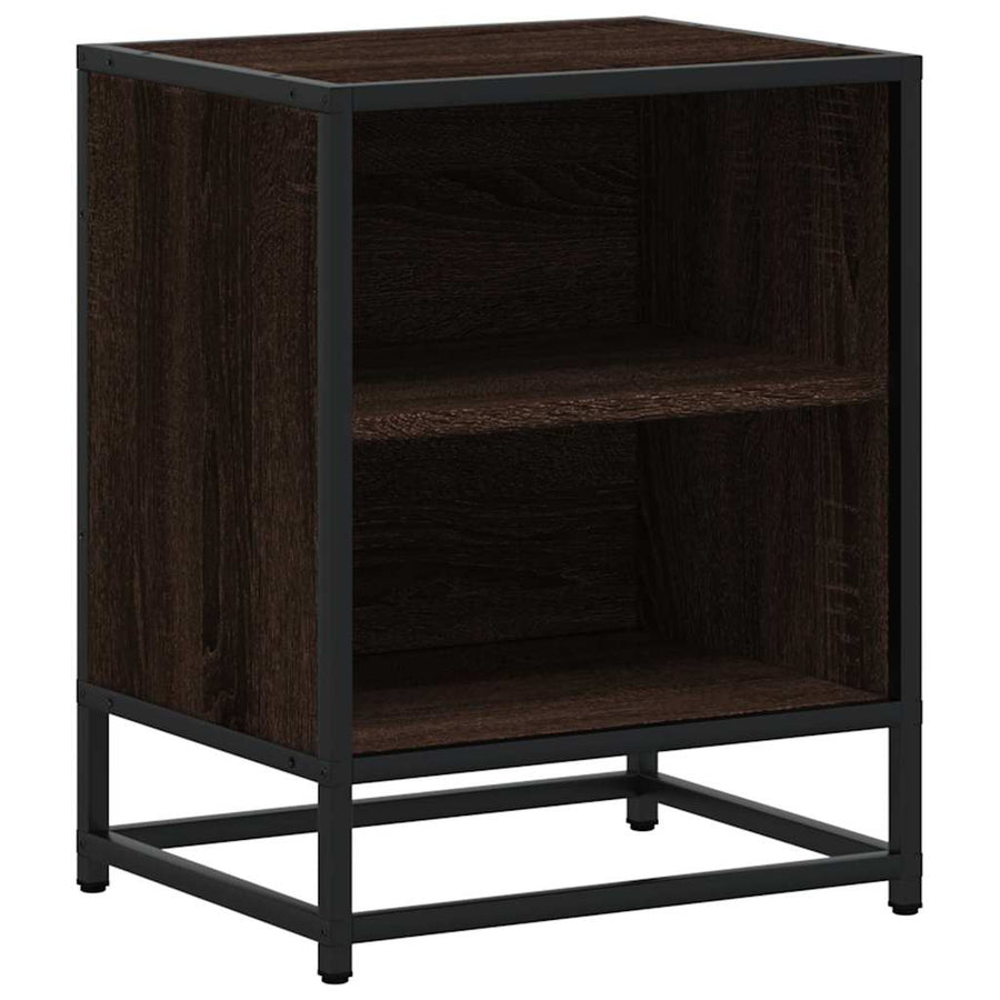 Nachtkastjes 2 st 40x31x50cm bewerkt hout en metaal bruin eiken