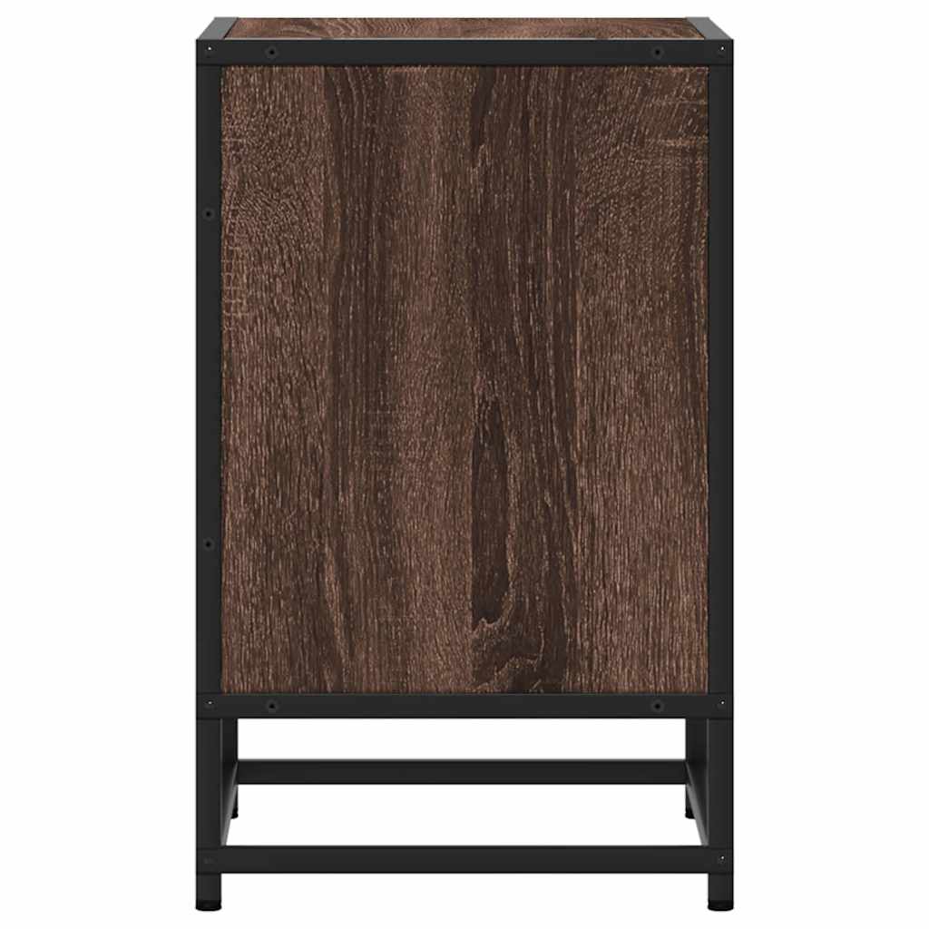 Nachtkastjes 2 st 40x31x50cm bewerkt hout en metaal bruin eiken