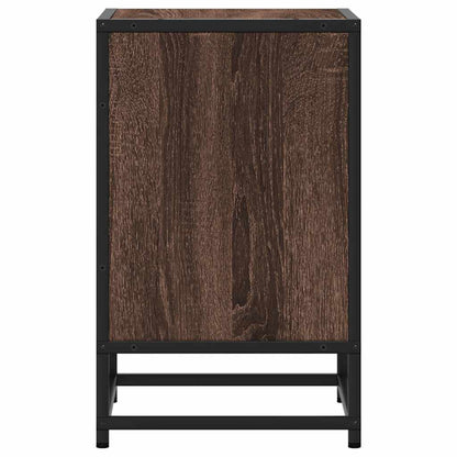 Nachtkastjes 2 st 40x31x50cm bewerkt hout en metaal bruin eiken
