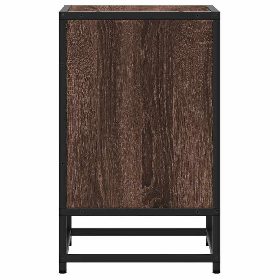 Nachtkastjes 2 st 40x31x50cm bewerkt hout en metaal bruin eiken