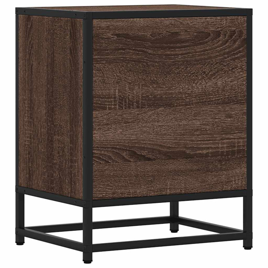 Nachtkastjes 2 st 40x31x50cm bewerkt hout en metaal bruin eiken