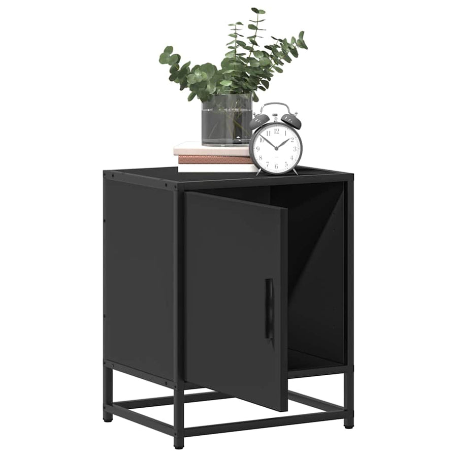 Nachtkastje 40x31x50 cm bewerkt hout en metaal zwart