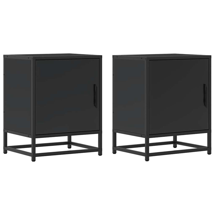 Nachtkastjes 2 st 40x31x50 cm bewerkt hout en metaal zwart
