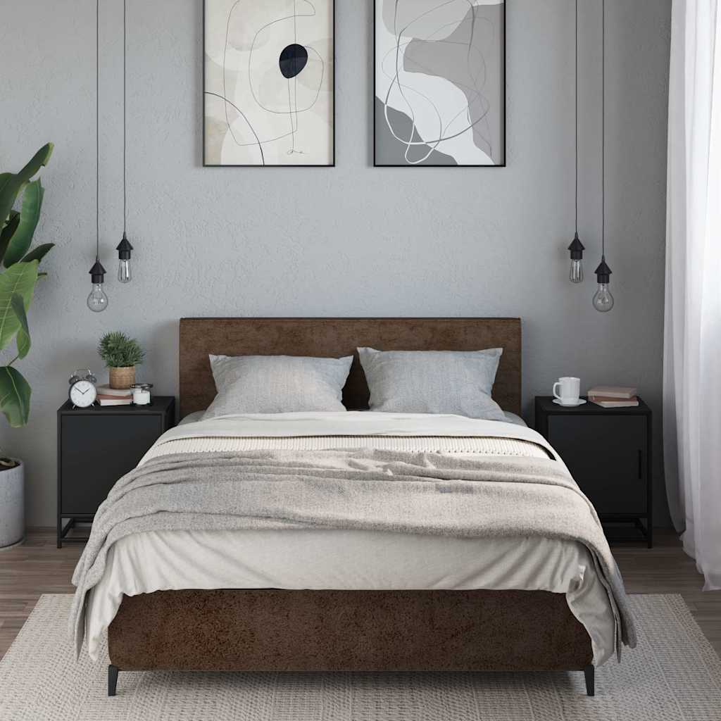 Nachtkastjes 2 st 40x31x50 cm bewerkt hout en metaal zwart