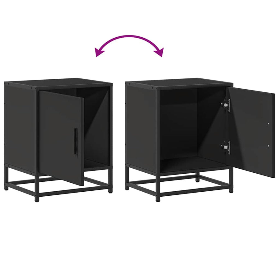 Nachtkastjes 2 st 40x31x50 cm bewerkt hout en metaal zwart