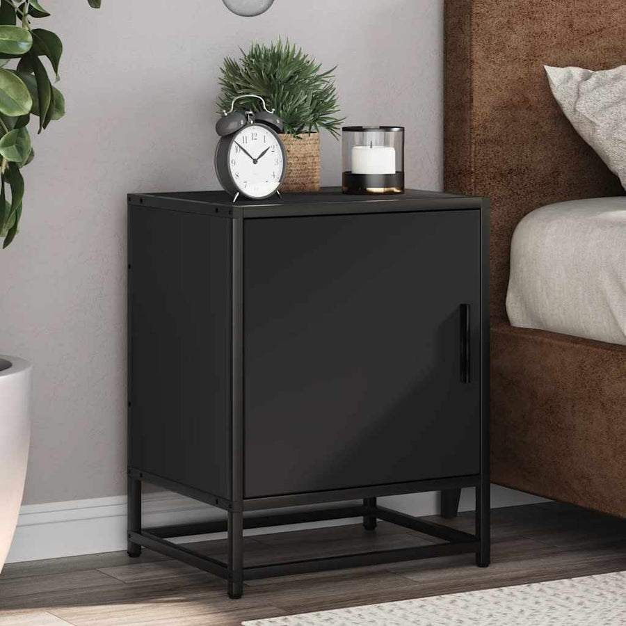 Nachtkastjes 2 st 40x31x50 cm bewerkt hout en metaal zwart