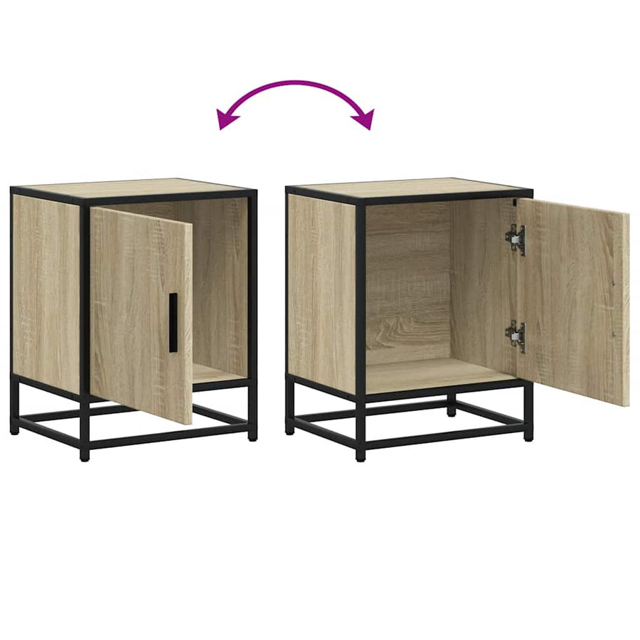 Nachtkastje 40x31x50 cm bewerkt hout en metaal sonoma eiken