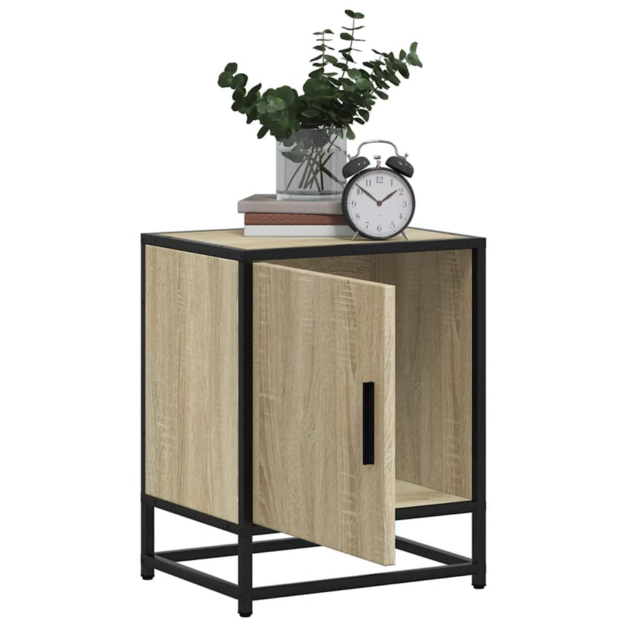 Nachtkastjes 2st 40x31x50cm bewerkt hout en metaal sonoma eiken