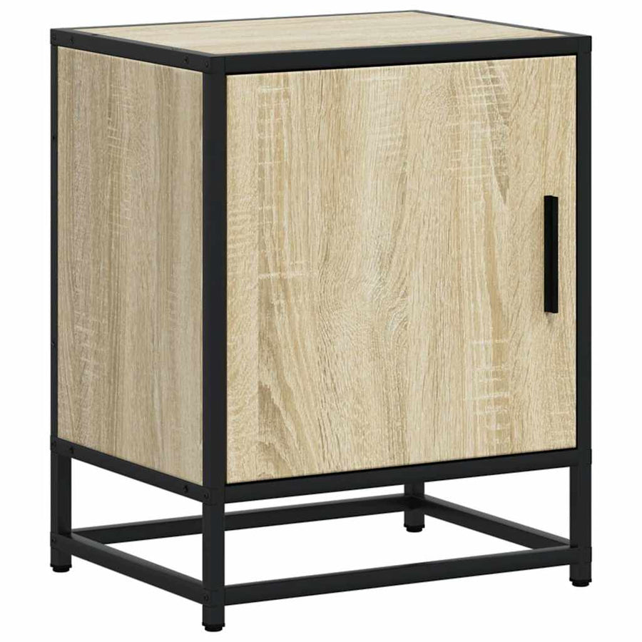 Nachtkastjes 2st 40x31x50cm bewerkt hout en metaal sonoma eiken