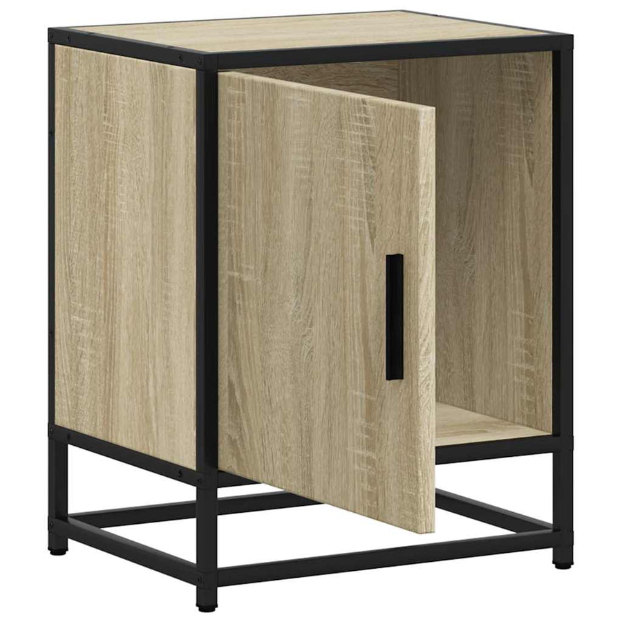 Nachtkastjes 2st 40x31x50cm bewerkt hout en metaal sonoma eiken