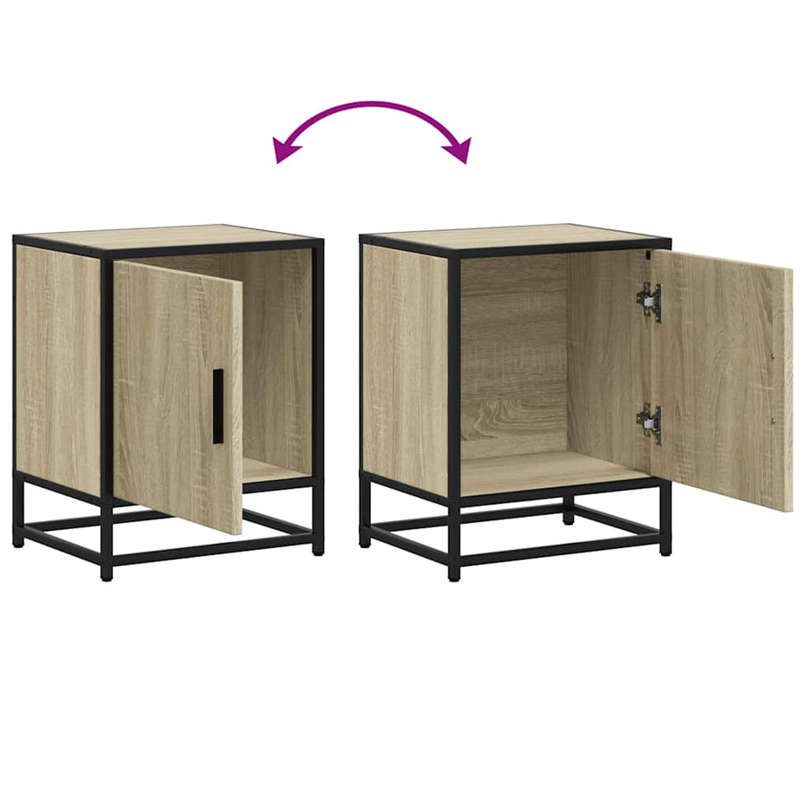 Nachtkastjes 2st 40x31x50cm bewerkt hout en metaal sonoma eiken
